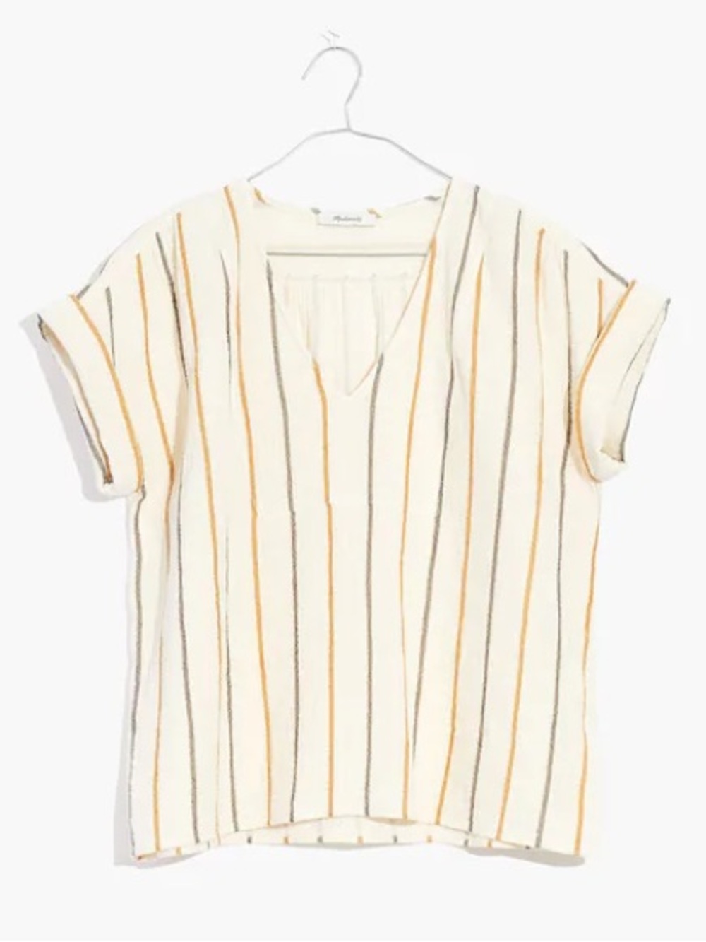 Madewell Cream Lightspun Westing Shirt in Antique Gold Stripe Size Small Relaxed